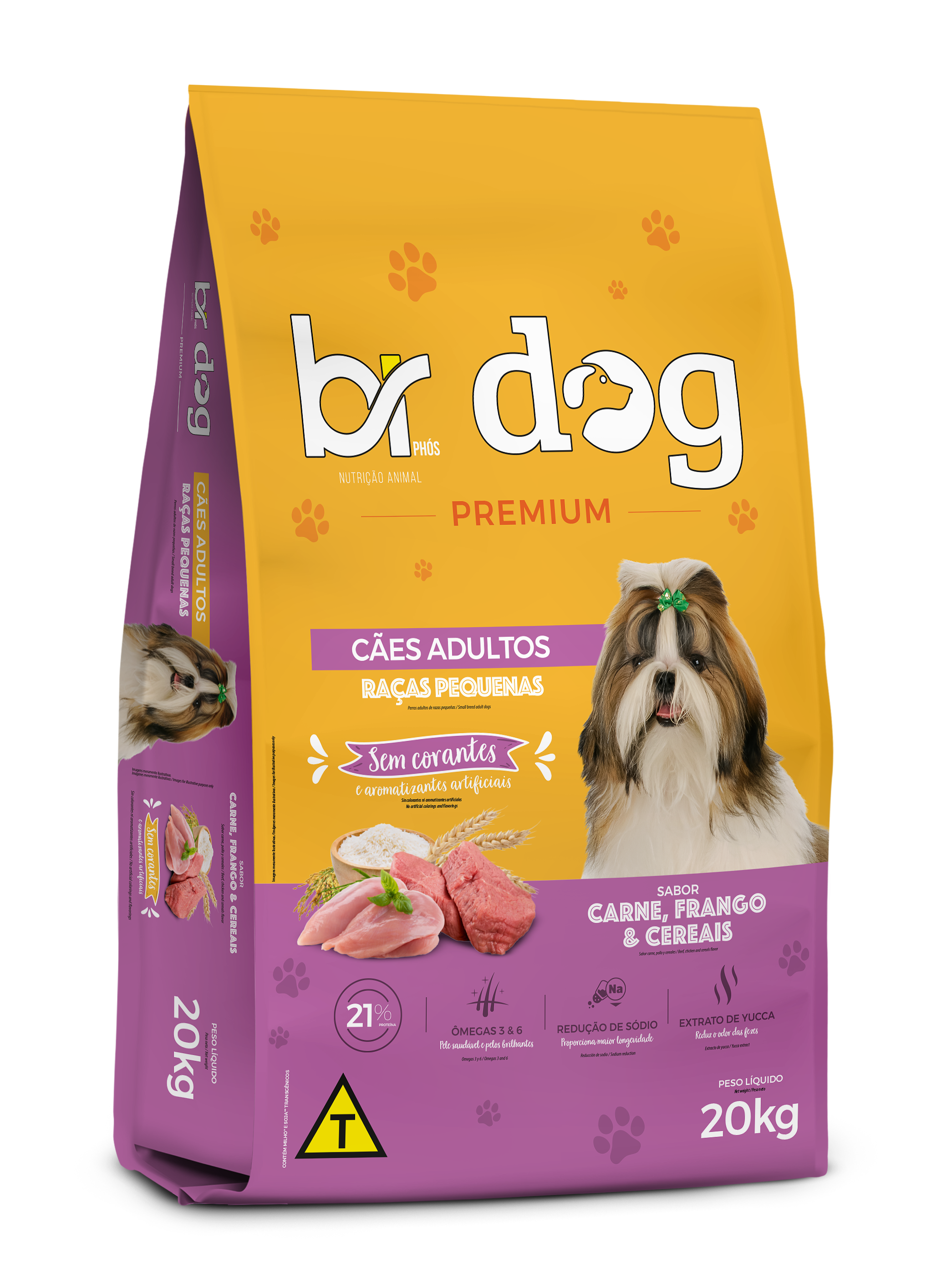 Ração Br Dog Cães Adultos Raças Pequenas Carne, Frango e Cereais 10,10 kg