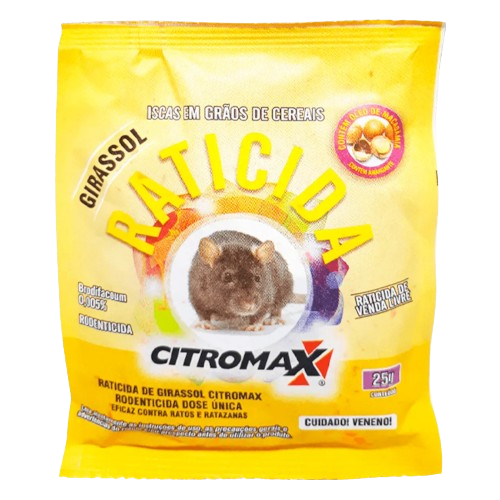 Raticida Girassol Citromax Isca em Grãos de Cereais 25G