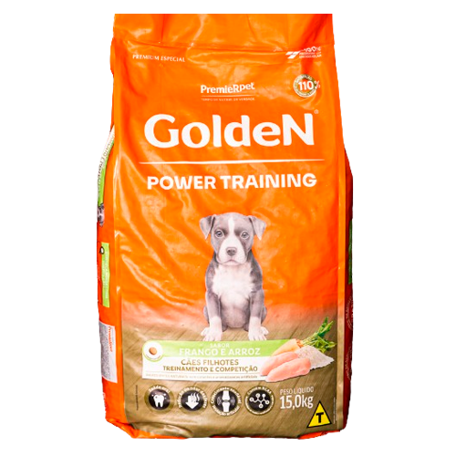 Ração Golden Power Training Filhote para Cães Sabor Frango e Arroz 15kg