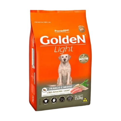 Ração Premier Golden Light Cães Adultos sabor Frango e Arroz 15 Kg