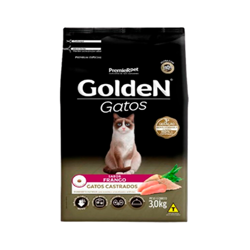 Ração Seca PremieR Pet Golden Gatos Adultos Castrados Frango 3 kg