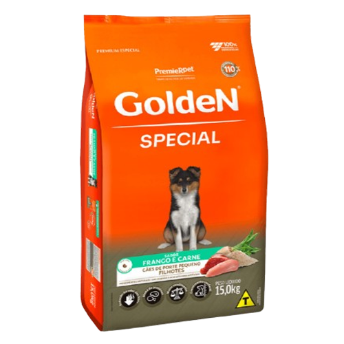 Ração PremieR Golden Special Cães Filhotes Porte Pequeno Sabor Frango e Carne 15kg