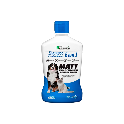 Shampoo Cond Matt Antipulgas Carrapato Sarna Kelldrin 6 Em 1 500ml