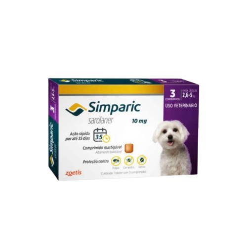 Simparic  Antipulgas 10 mg para cães 2,6 a 5 kg